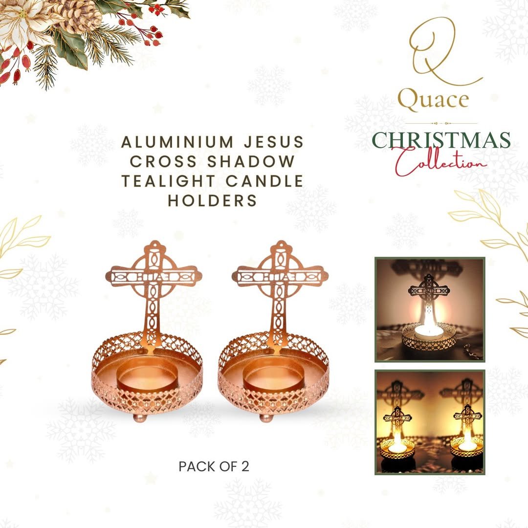 ALUMINIUM JESUS CROSS SHADOW TEALIGHT CANDLE HOLDERS (PACK OF 2)These Tealight Holders are extre